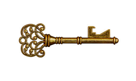 Old key lock isolated on white background with clipping path.の写真素材