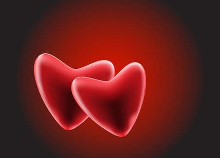 Red heart design vector illustration on red background.のイラスト素材