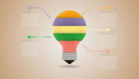 Light bulb vector illustration infographic for business concept and creative idea on brown background.のイラスト素材