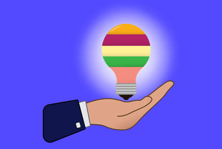 Light bulb vector illustration in the hands of a businessman for business concept and creative idea .のイラスト素材