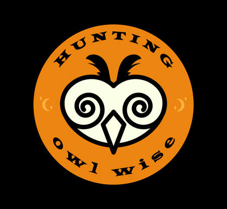 An owl is a nocturnal bird of prey with large forward-facing eyes surrounded by facial disks, a hooked beak.のイラスト素材