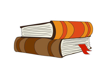 Two books vector illustration on white background. Two colorful hardcover books.のイラスト素材