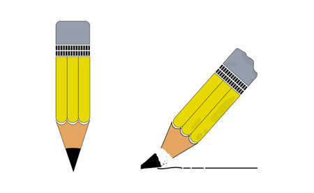 Broken pencil and perfect pencil is a vector illustration isolated on white background.のイラスト素材