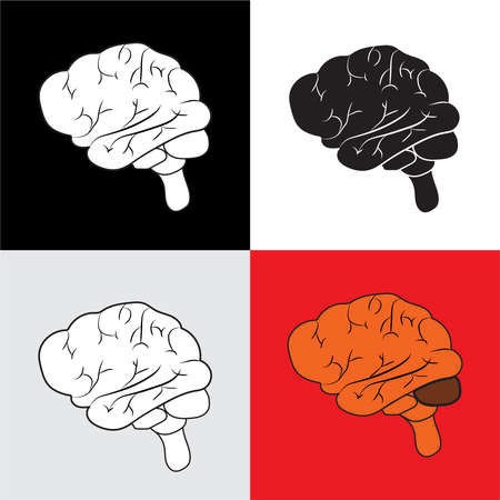 Brain logo icon vector illustration isolated on multicolored background.のイラスト素材