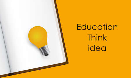 Light bulb and book vector illustration on yellow background.のイラスト素材