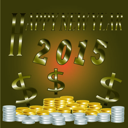 Greeting card happy new year 2015 with wish for wealth conceptのイラスト素材