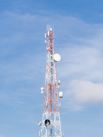 Repeater stations or Telecommunications tower in a day of clear blue sky. Repeater stations or Telecommunications tower in a day of clear blue sky.