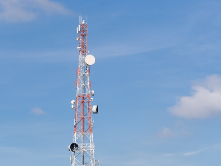 Repeater stations or Telecommunications tower in a day of clear blue sky. Repeater stations or Telecommunications tower in a day of clear blue sky.