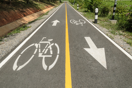 The Traffic sign of bicycles on the road.の写真素材