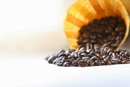 coffee beans on white backgroundの写真素材