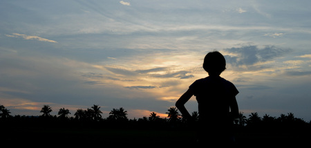 Silhouette of people, sunset , Watching the sunset