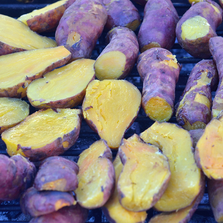 roasted sweet potato in maketの写真素材