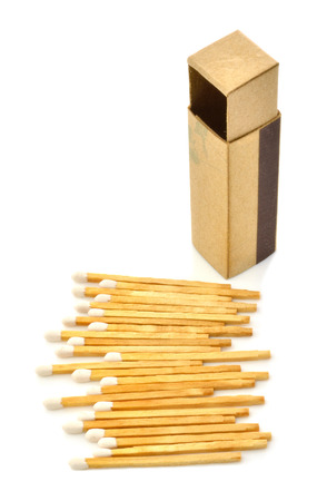 Open matchbox isolated on white background の写真素材