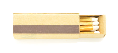 Open matchbox isolated on white background の写真素材