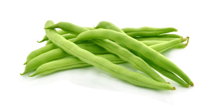 green beans on white backgroundの写真素材
