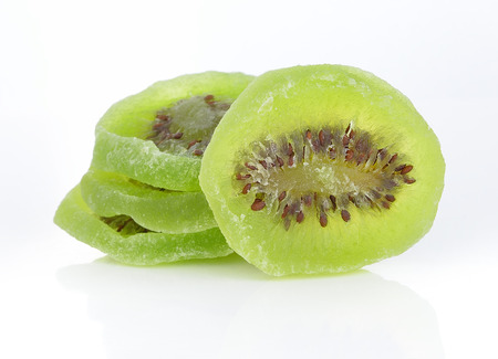 Dried kiwi isolated on white backgroundの写真素材