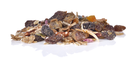 Muesli isolated on white backgroundの写真素材
