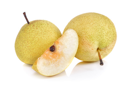 Sweet Chinese pear on white backgroundの写真素材