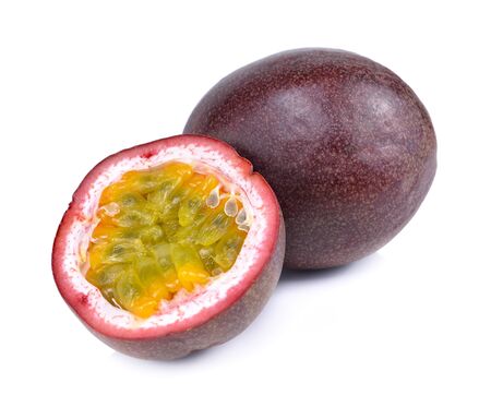 passion fruit on white backgroundの写真素材