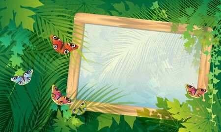 Leaves pattern frame and natureのイラスト素材