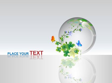 Crystal clear glass surrounded by nature.のイラスト素材