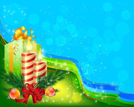 Winter background with snow. Gift boxes. Christmas blue defocused illustration.vectorsのイラスト素材