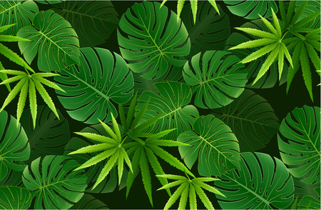 Spring green leaves seamless pattern backgrounds.のイラスト素材