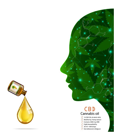 Marijuana and cannabis oil bottles vector. Green Marijuana Leaves, Cannabis leaf, pills and capsules.のイラスト素材