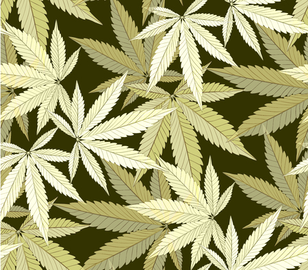 Marijuana concept and cannabis oil and legislation social issue as medical and recreational weed usage on black background symbols in a dark illustration style.のイラスト素材