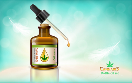 Marijuana concept and cannabis and legislation social issue as medical and recreational weed usage on blue background symbols in a 3D illustration style.のイラスト素材