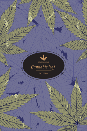 Cannabis vector pattern with marijuana leaves on golden foil for wrapping, wallpaper, ceramic, craft, textile, fabricのイラスト素材