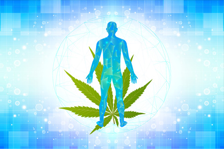 Marijuana concept and cannabis oil and legislation social issue as medical and recreational weed usage on white background symbols in a 3D illustration style.のイラスト素材