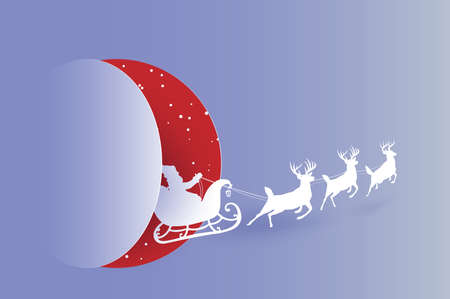 Marry christmas with Deer and santa claus driving in a sleigh with snow in the winter season.のイラスト素材