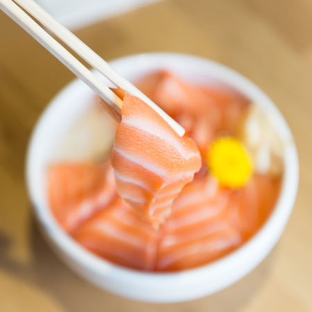salmon with riceの写真素材