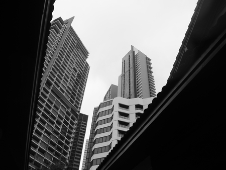 black and white buildingの写真素材