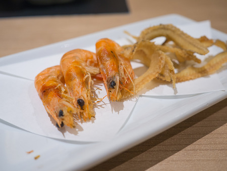crispy shrimp, japanese  snackの写真素材