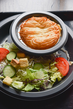 salad with breadの写真素材