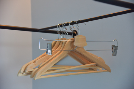 wooden hangerの写真素材