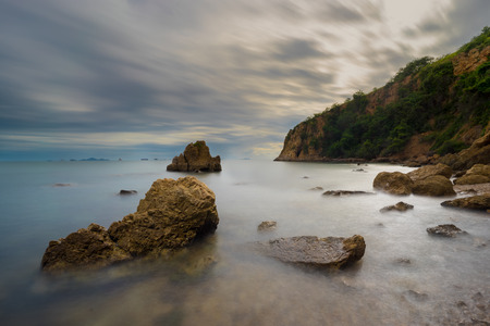 Seascape Sunset With Big Rocks And Little Rocksの写真素材