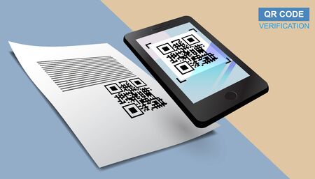 Scan QR code. vector illustration concept, people use smartphone for the convenience various...
