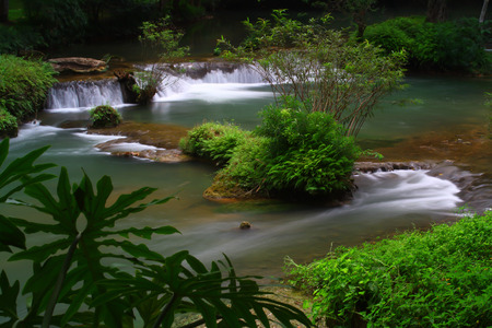 Waterfalls in the lush and beautiful forests of Thailand.の写真素材