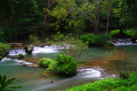 Waterfalls in the lush and beautiful forests of Thailand.の写真素材