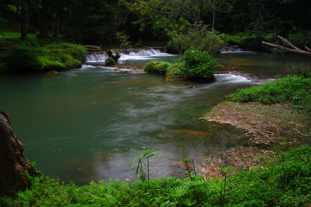 Waterfalls in the lush and beautiful forests of Thailand.の写真素材