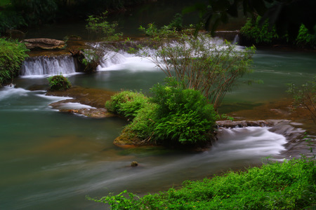 Waterfalls in the lush and beautiful forests of Thailand.の写真素材
