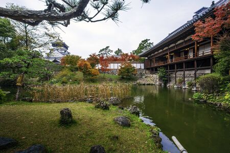 Kokura Castle was built by Hosokawa Tadaoki in 1602,Historical building.Kokura Castle is a Japanese castle in Kitakyushu, Fukuoka Prefecture, Japan. With colorful leaves and blue sky.のeditorial素材