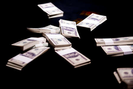 American Dollars Cash Money. One Hundred Dollar Banknotes. Stack of one hundred dollar bills .shallow focus effect.の写真素材