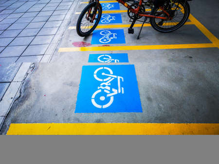 The symbol for bicycle parking. Bicycle parking. Organizing public spaces and increasing the...