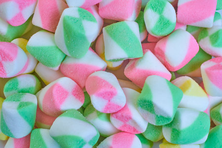 Background or texture of colorful blue and pink marshmallows.Multi-colored marshmallows.の写真素材