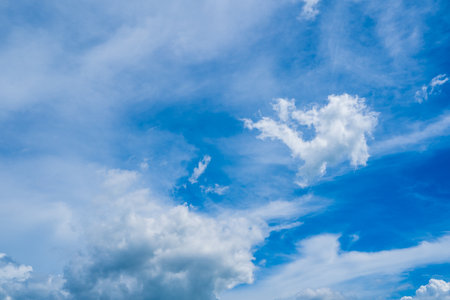 Blue sky with white clouds. on a clear dayの写真素材