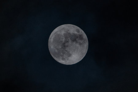 Full moon at night in the sky.